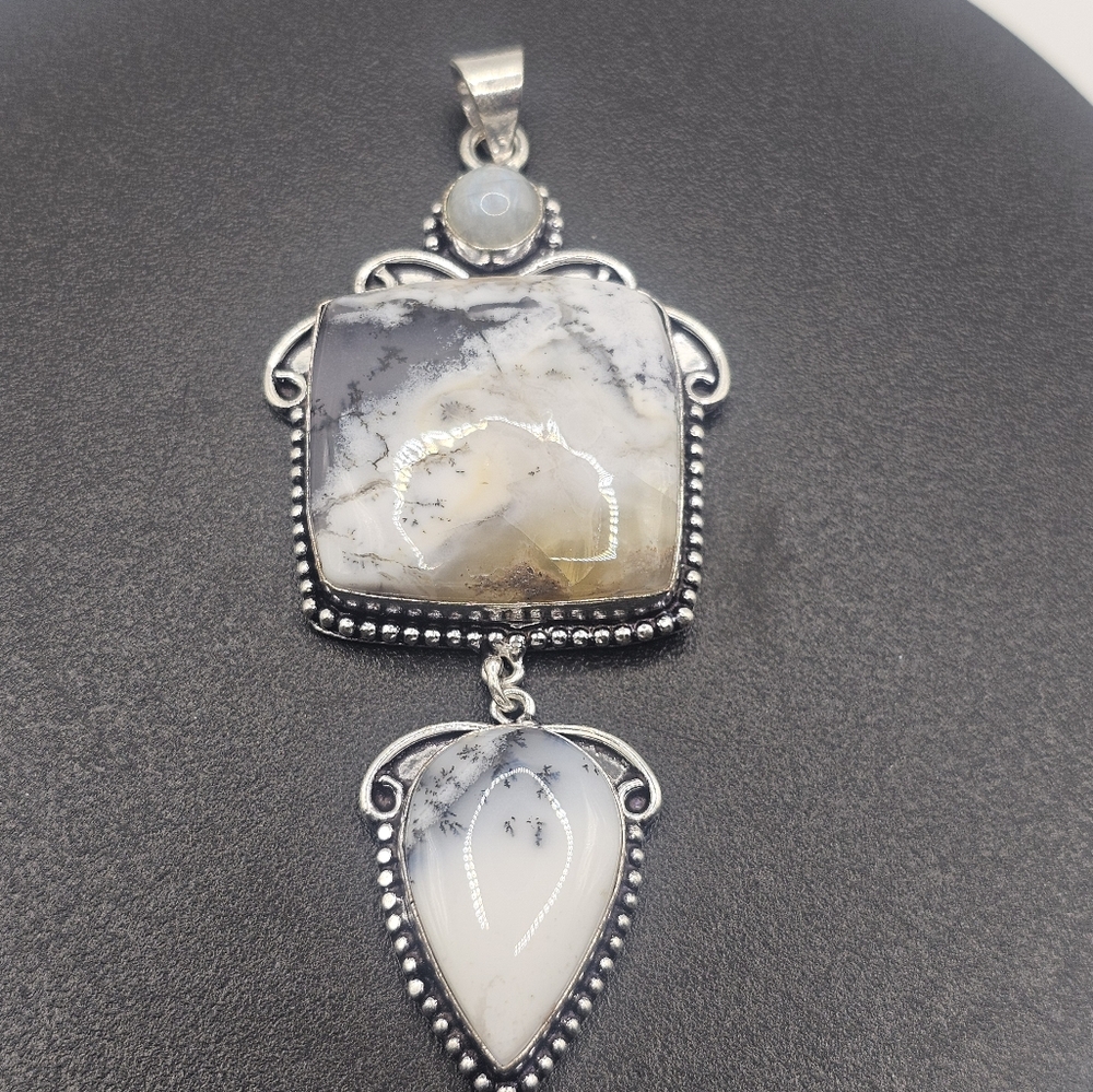 Silver and Gray Necklace with Natural Stones